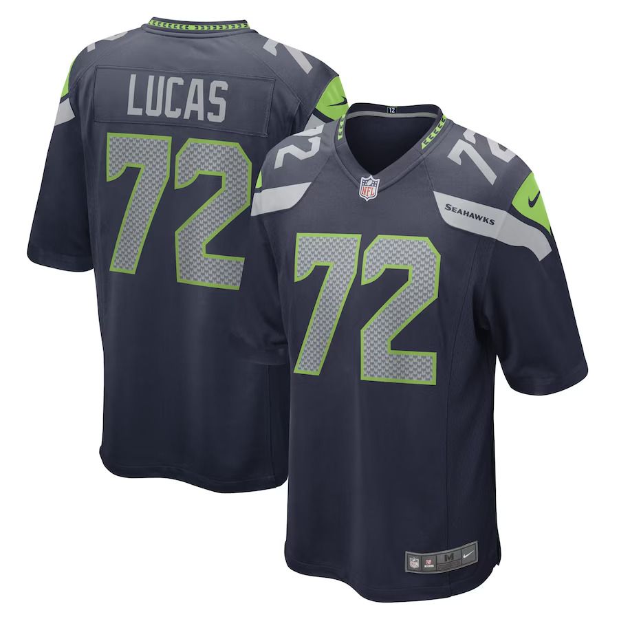 Men Seattle Seahawks #72 Abraham Lucas Nike College Navy Game Player NFL Jersey